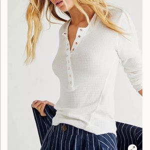 XS Free People One of the Girls Henley - White